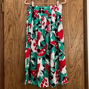 Vintage Lindsay Blair Watermelon Print High Waisted Midi Skirt Size 0-2